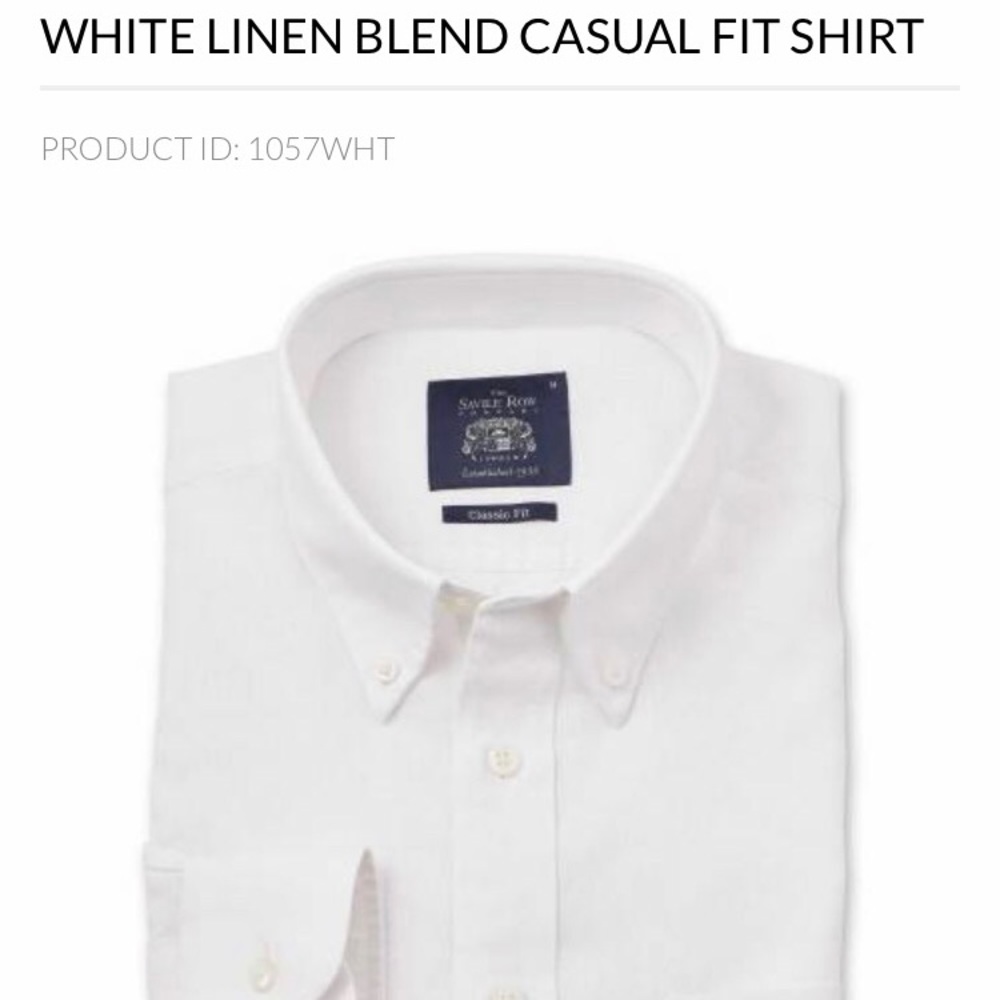 NWT. Savile Row Co. white linen button down shirt